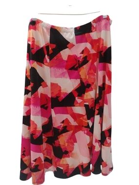 89th & Madison Pink Orange Red Abstract Skirt SZ XL